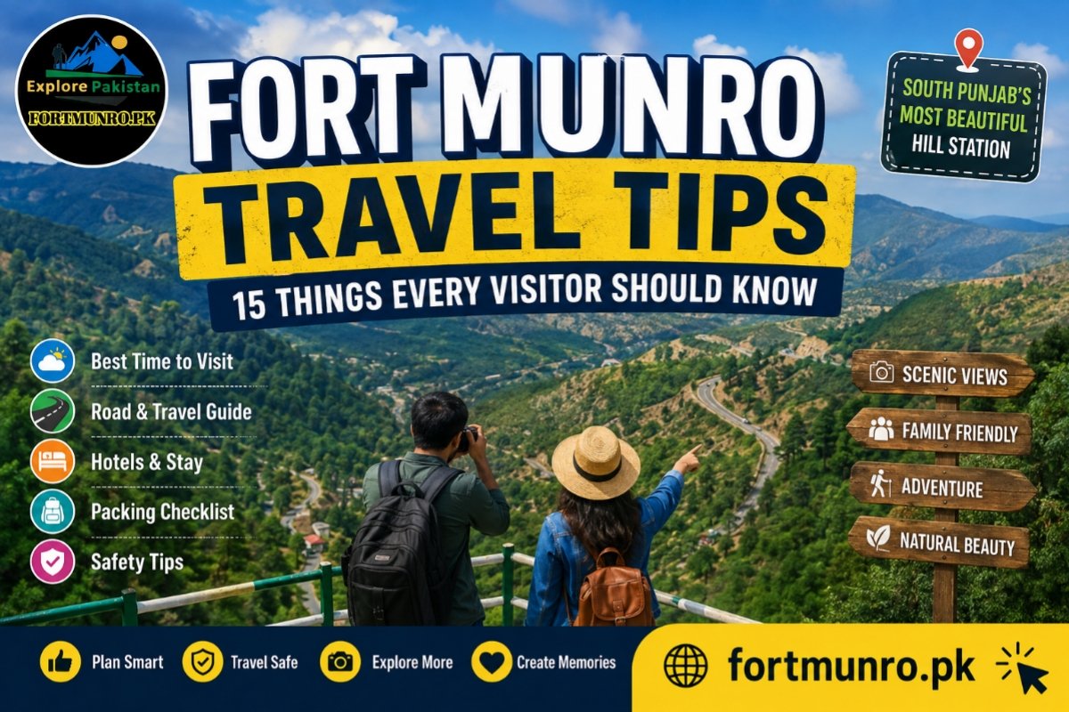 Beautiful mountain landscape of Fort Munro with travel tips for tourists visiting South Punjab.