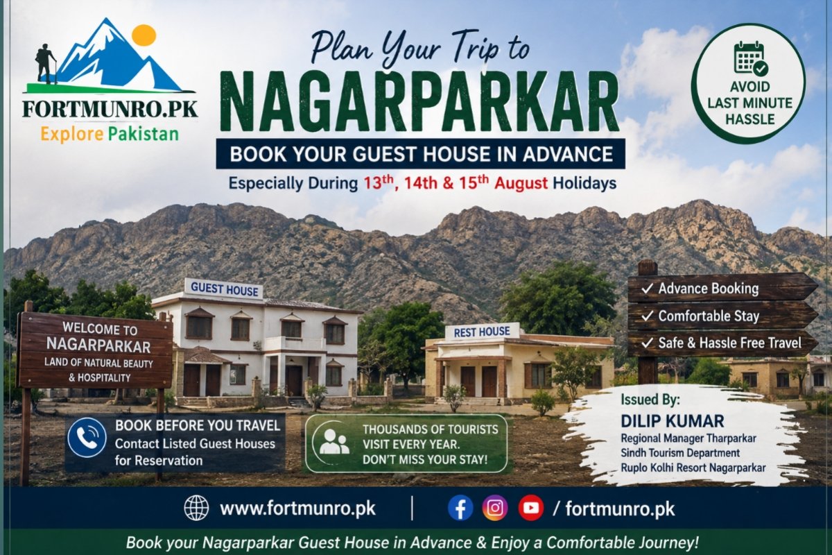 Tourists booking guest houses in Nagarparkar before Independence Day holidays in Sindh, Pakistan.