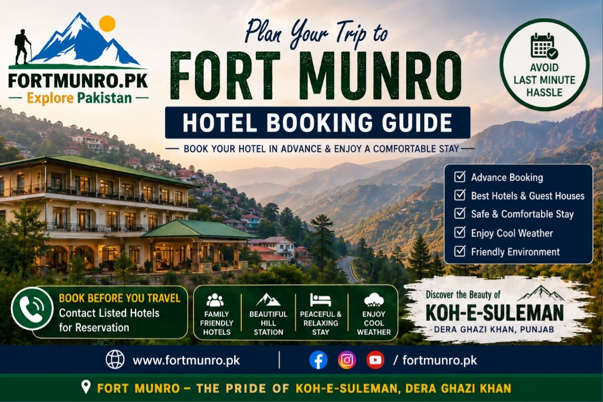 Fort Munro hotels and guest houses with scenic mountain views in Dera Ghazi Khan, Punjab, Pakistan.