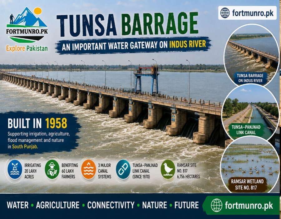 Taunsa Barrage on the Indus River in Punjab Pakistan