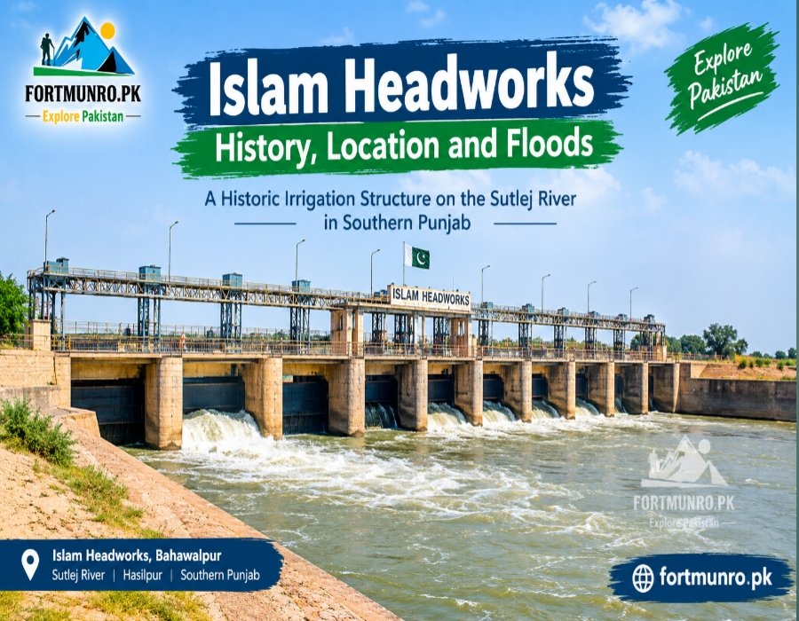 Historic Islam Headworks irrigation structure on Sutlej River