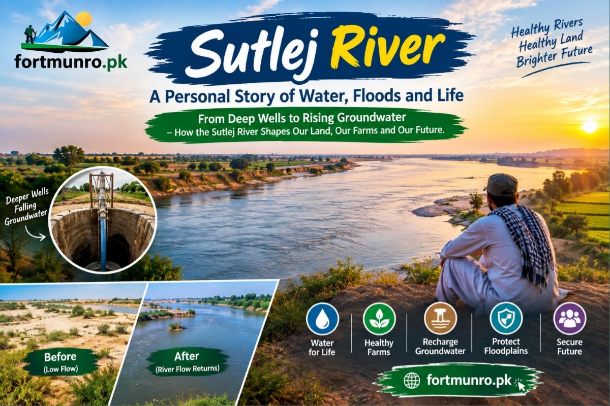 Sutlej River flowing through Punjab Pakistan