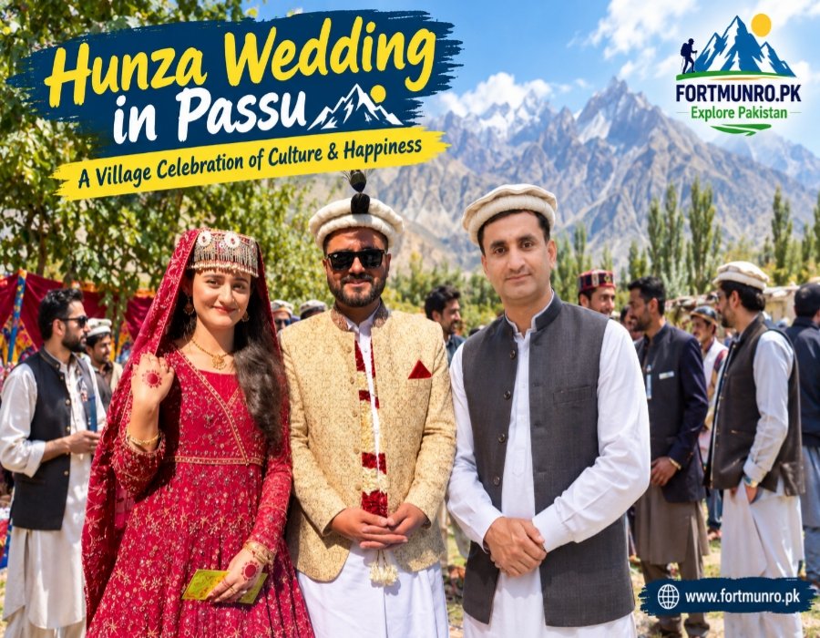 Hunza bride and groom celebrating their wedding in Passu village